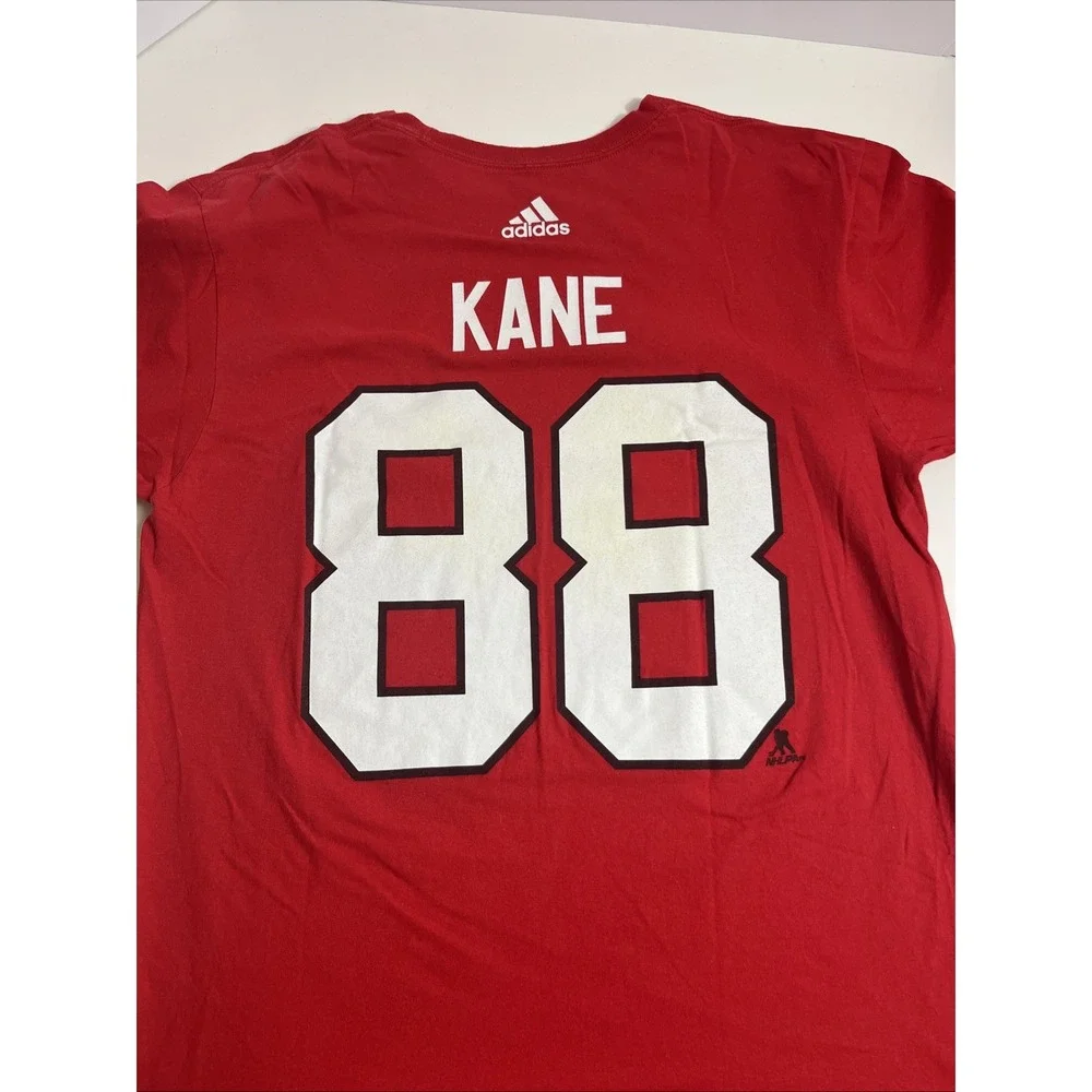 Adidas Chicago Blackhawks Patrick Kane 88 T-Shirt Mens Large Red NHL Hockey Tee